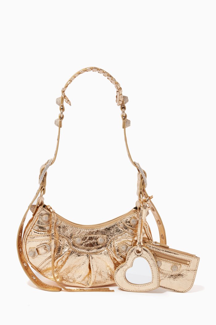 

Le Cagole XS Shoulder Bag in Metallic Arena Lambskin, Gold