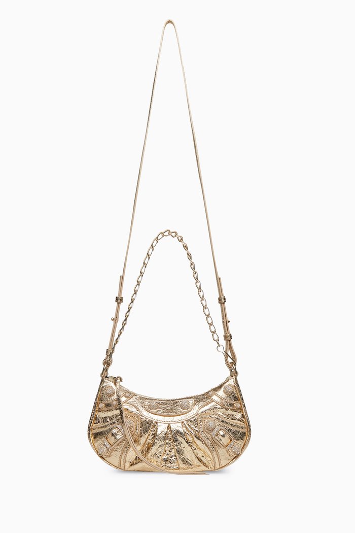 

Le Cagole Mini Purse with Chain in Arena Lambskin, Gold