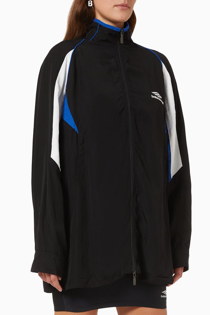 

3B Sports Icon Tracksuit Shirt in Fluid Poplin, Black