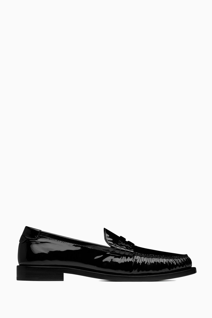 

Le Loafer Monogram Penny Slippers in Patent Leather, Black