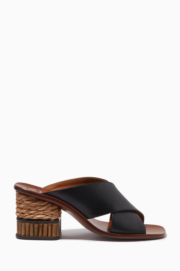 

Laia Mules in Calfskin & Bamboo, Black