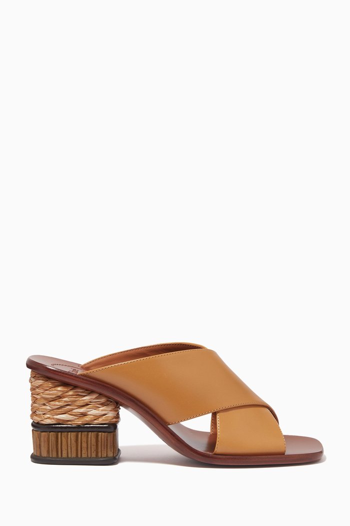 

Laia Mules in Calfskin & Bamboo, Brown