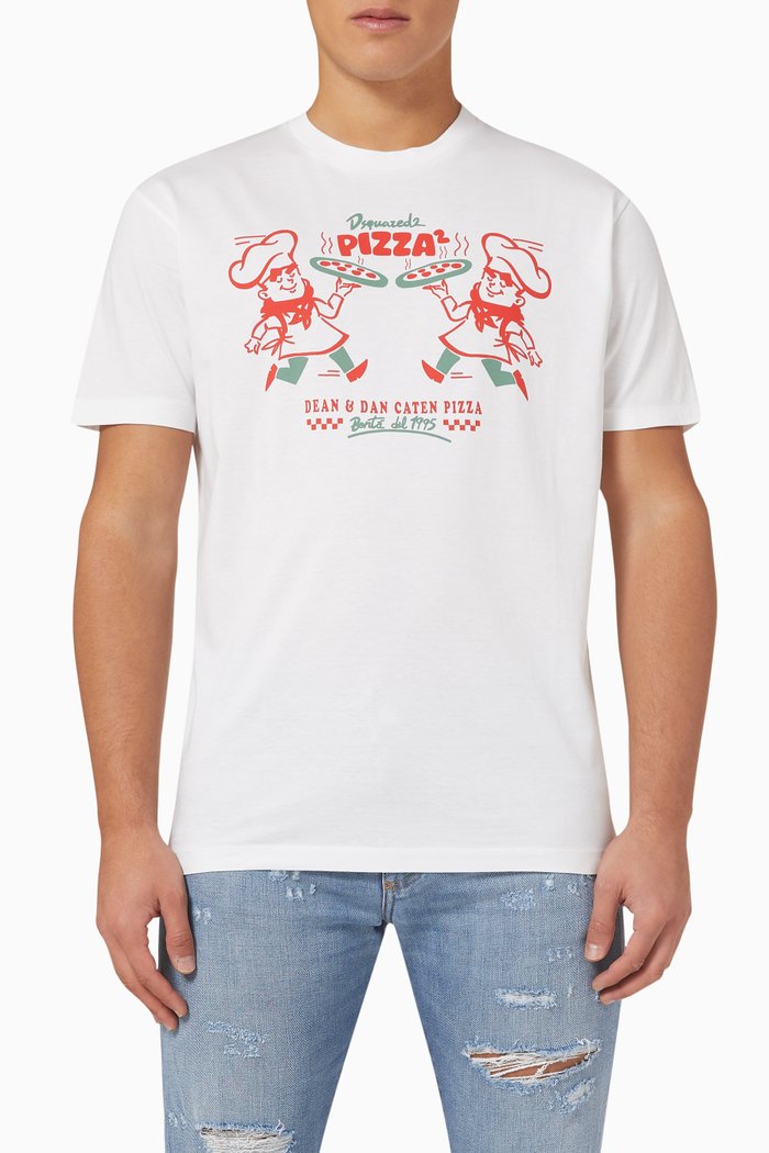

Pizza Twins Cool T-shirt in Cotton, White