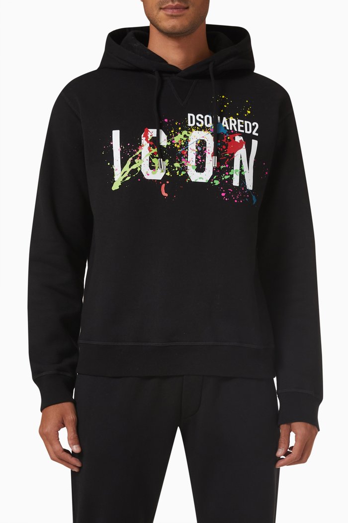 

Icon Splatter Hoodie in Cotton-fleece, Black