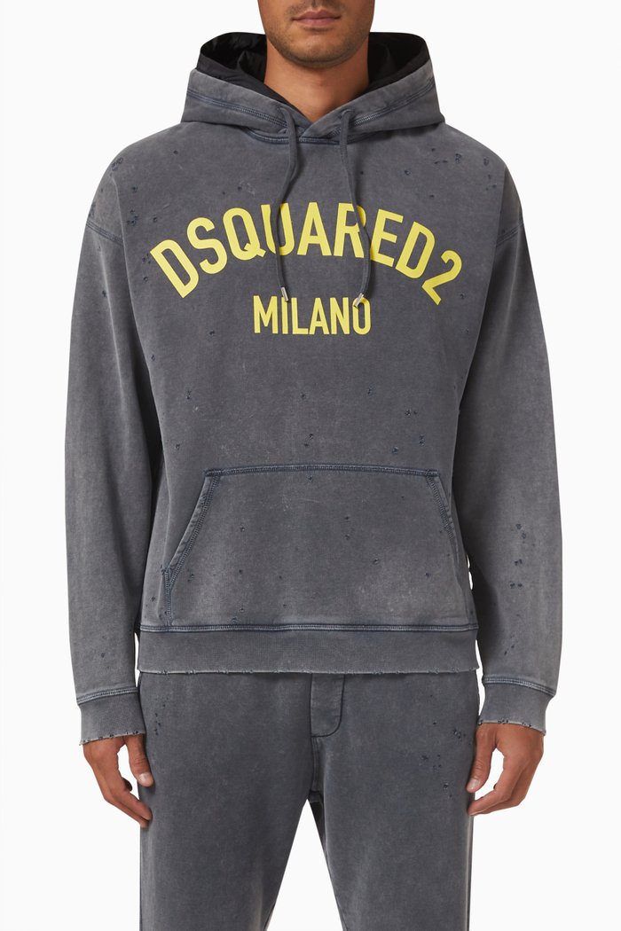 

D2 Milano Logo Hoodie in Cotton-fleece, Neutral