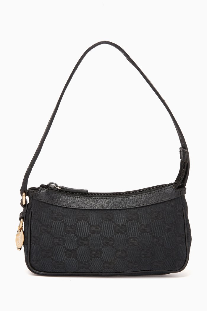 

Mini Shoulder Bag in GG Canvas & Leather, Black