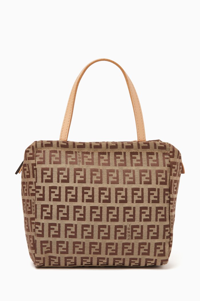 

Mini Tote Bag in Zucchino Canvas, Brown