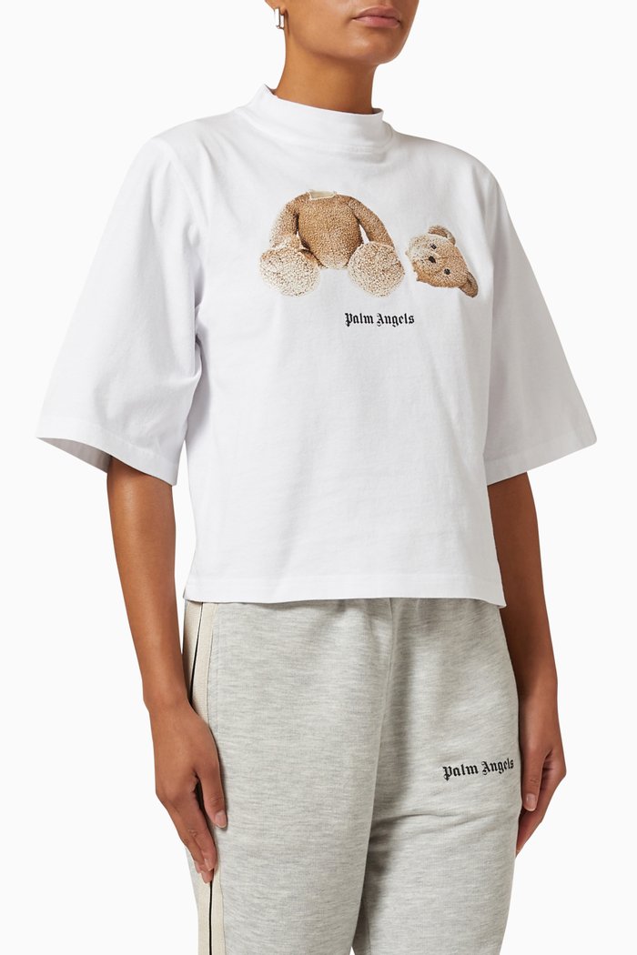 

Bear Crop T-shirt in Cotton, White
