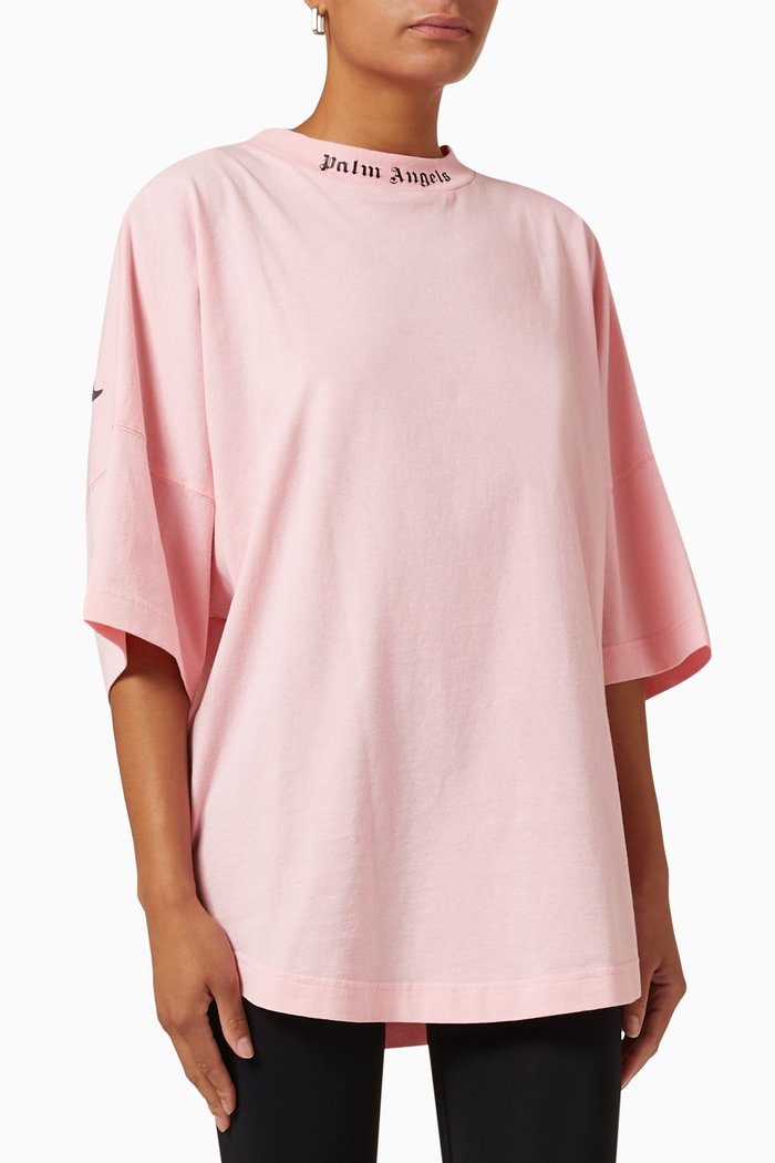 

Logo Oversized T-shirt in Cotton Jersey, Pink
