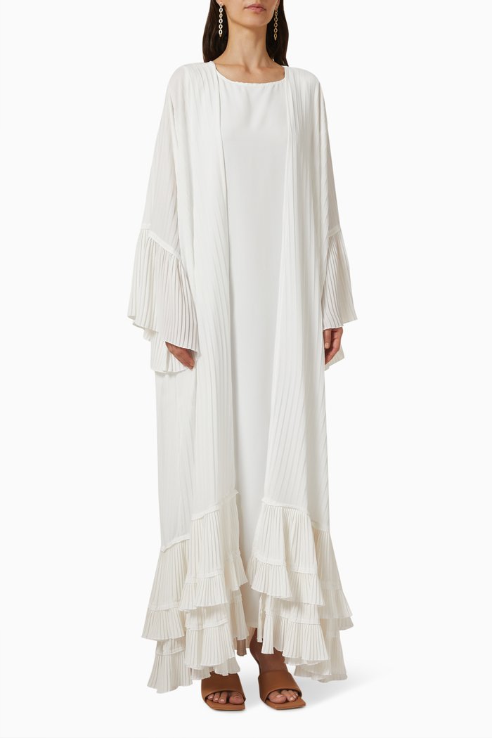 

Ruffled Abaya in Chiffon, Neutral