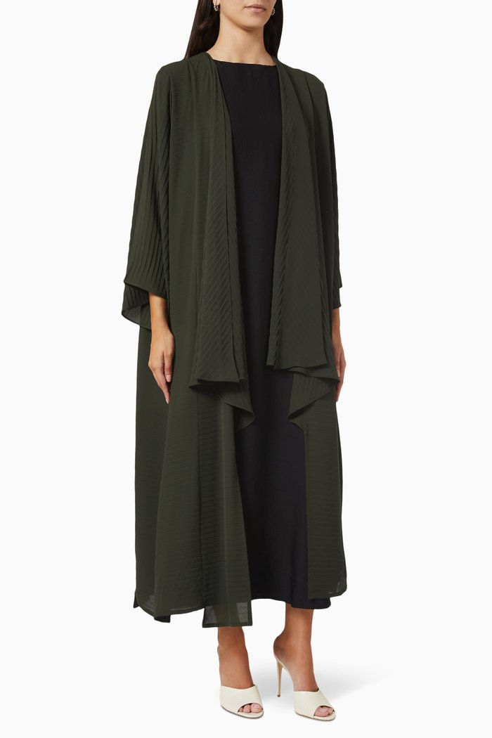 

Ruffled Abaya in Crepe, Green