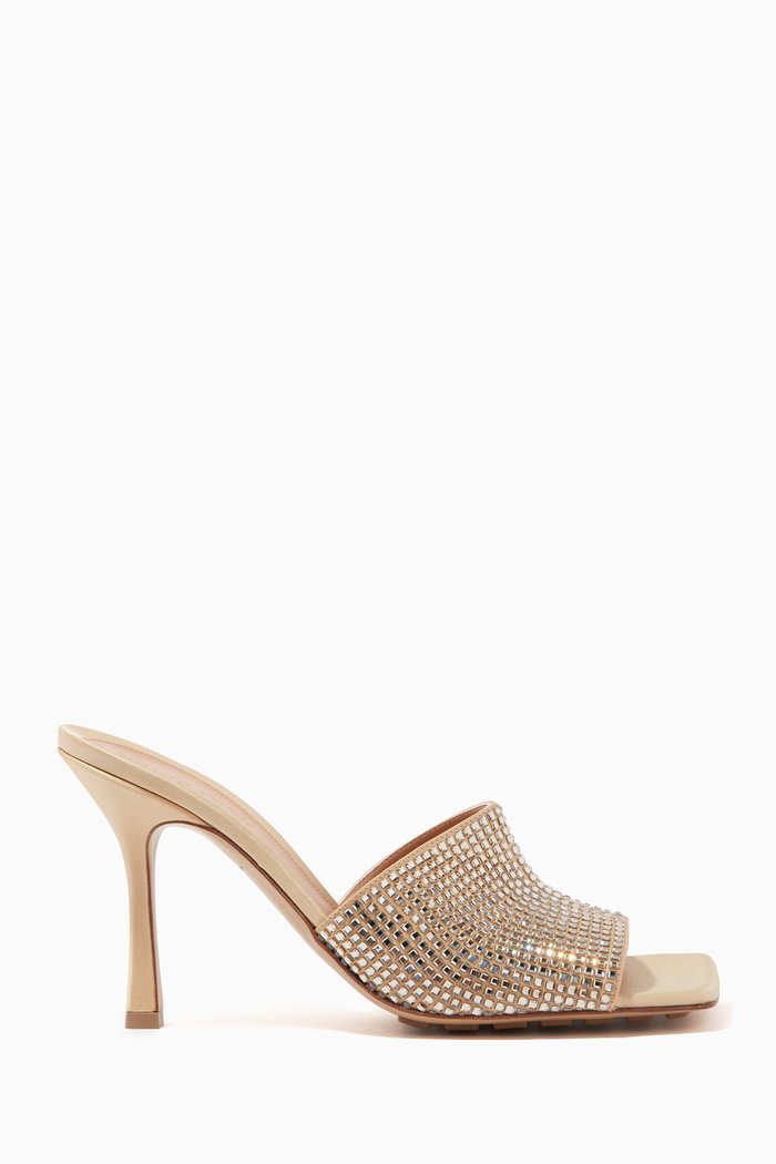 

Stretch 90 Strass-embellished Mules in Silk & Leather, Neutral