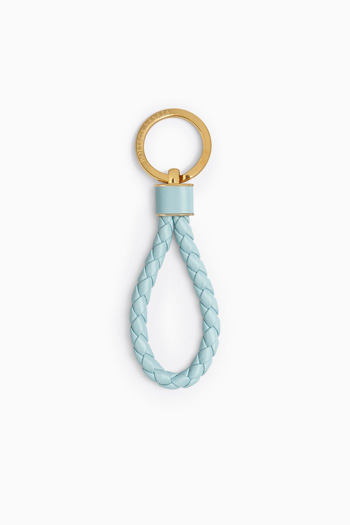 

Key Ring in Intrecciato Leather, Blue