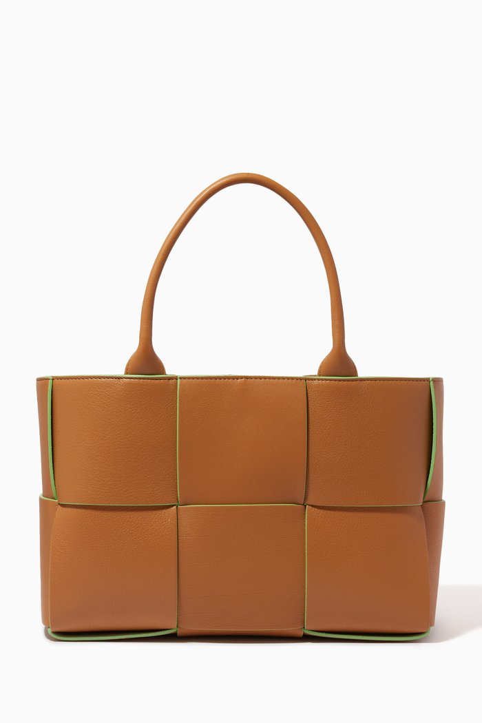 

Small Arco Tote Bag in Intrecciato Leather, Brown