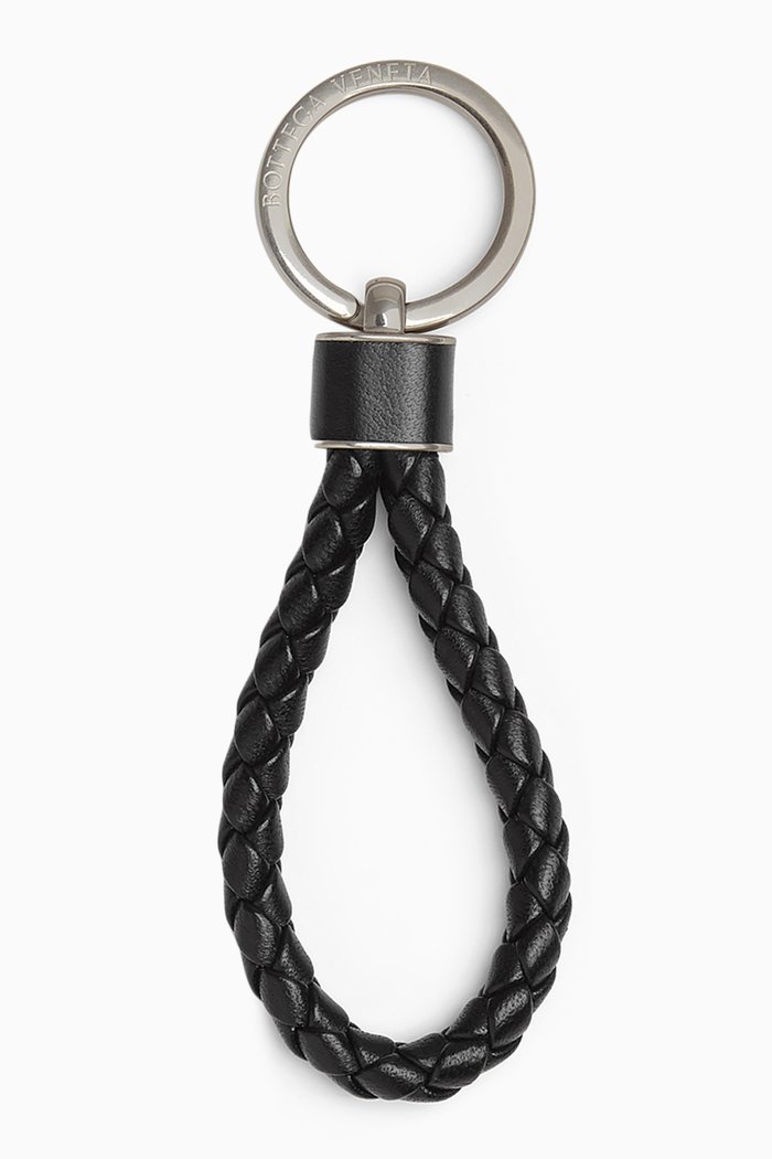 

Key Ring in Intreccio Leather, Black
