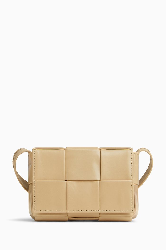 

Mini Cassette Bag in Intrecciato Paper Calf, Neutral