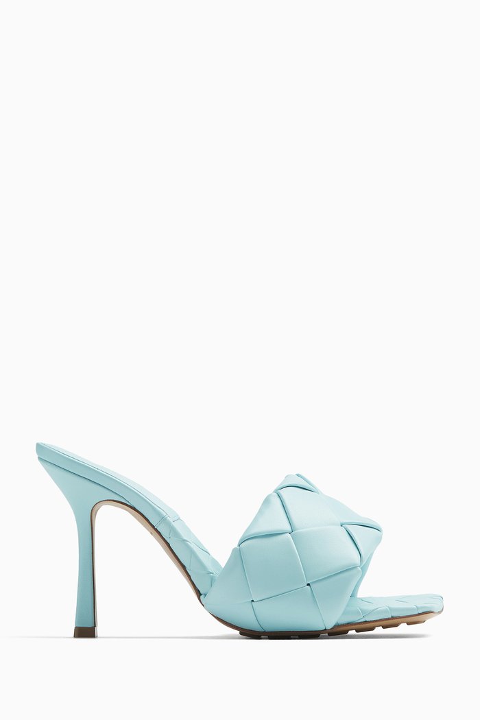 BV Lido Leather Mule Sandals, Blue