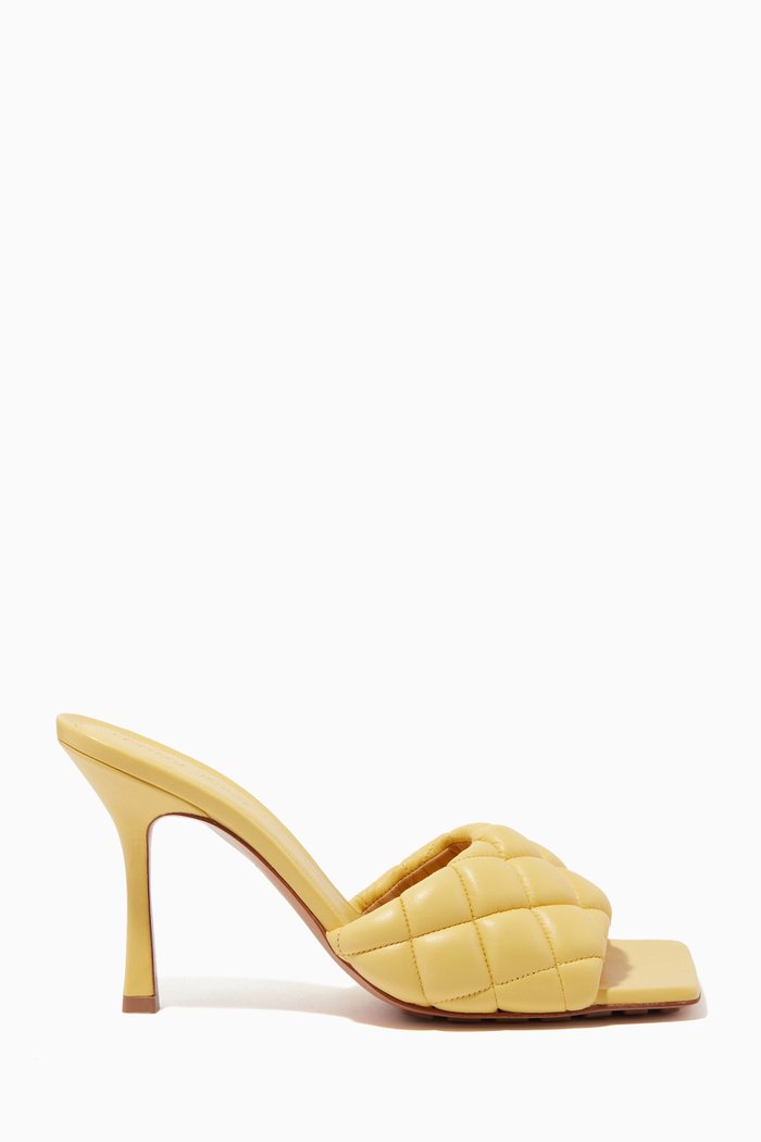 

Padded Mule Sandals in Leather, Yellow