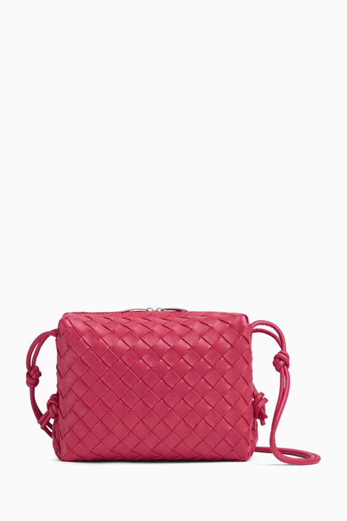 

Small Loop Crossbody Bag in Intrecciato Nappa, Pink