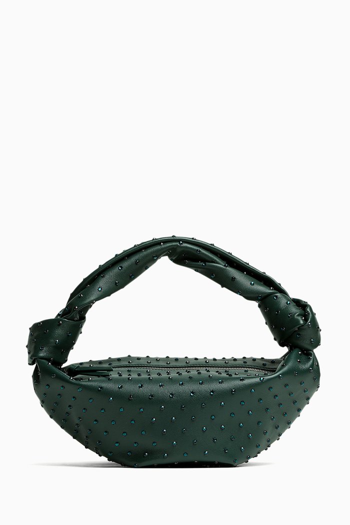 

Mini Double Knot Embellished Top-handle Bag in Leather, Green