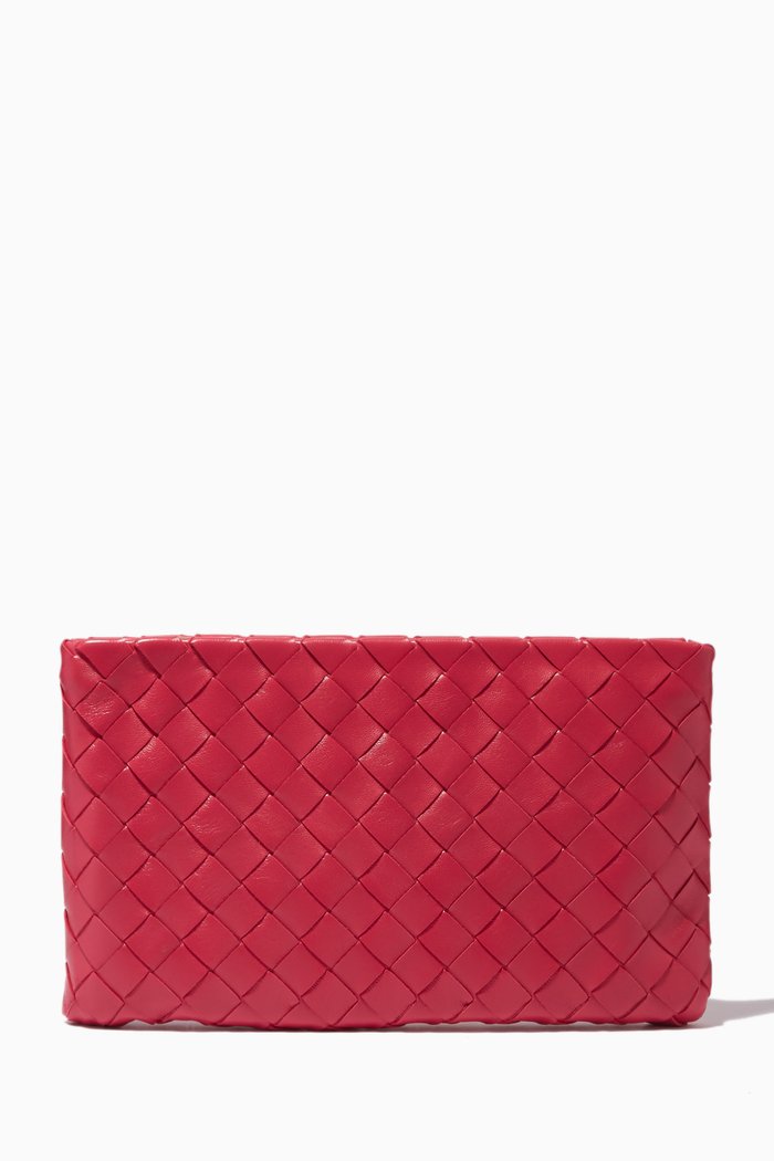 

Small Pouch in Intrecciato leather, Pink