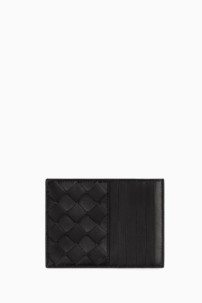 

Card Case with Coin Purse in Intrecciato Nappa, Black