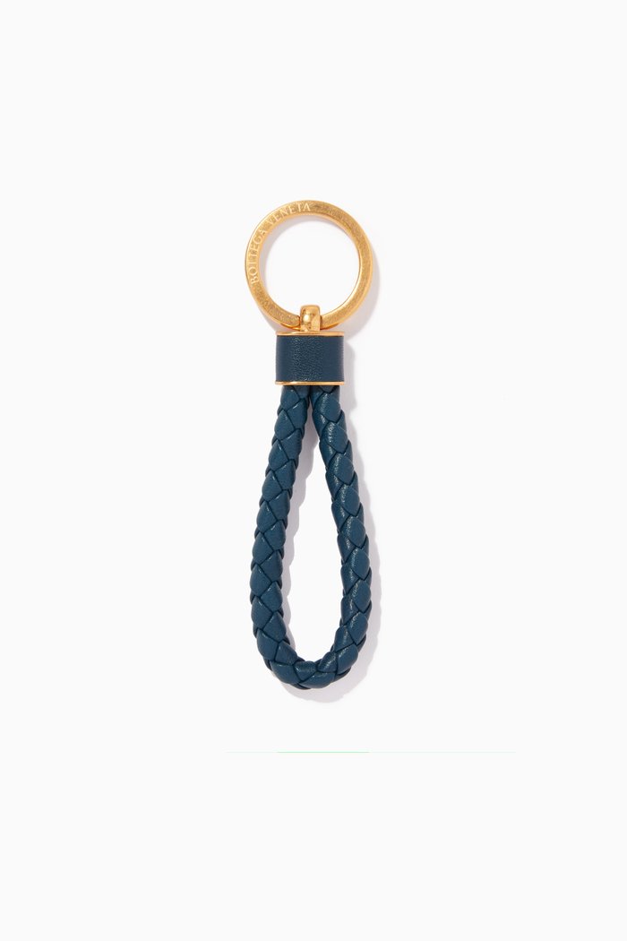 

Key Ring in Intrecciato Nappa, Blue