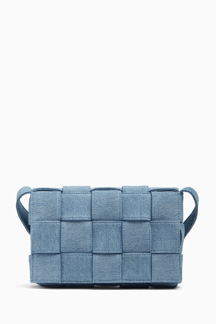 

Cassette Bag in Intreccio Denim, Blue