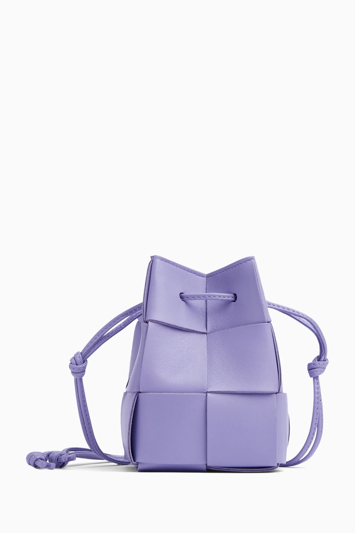 

Mini Cassette Bag in Intrecciato Leather, Purple