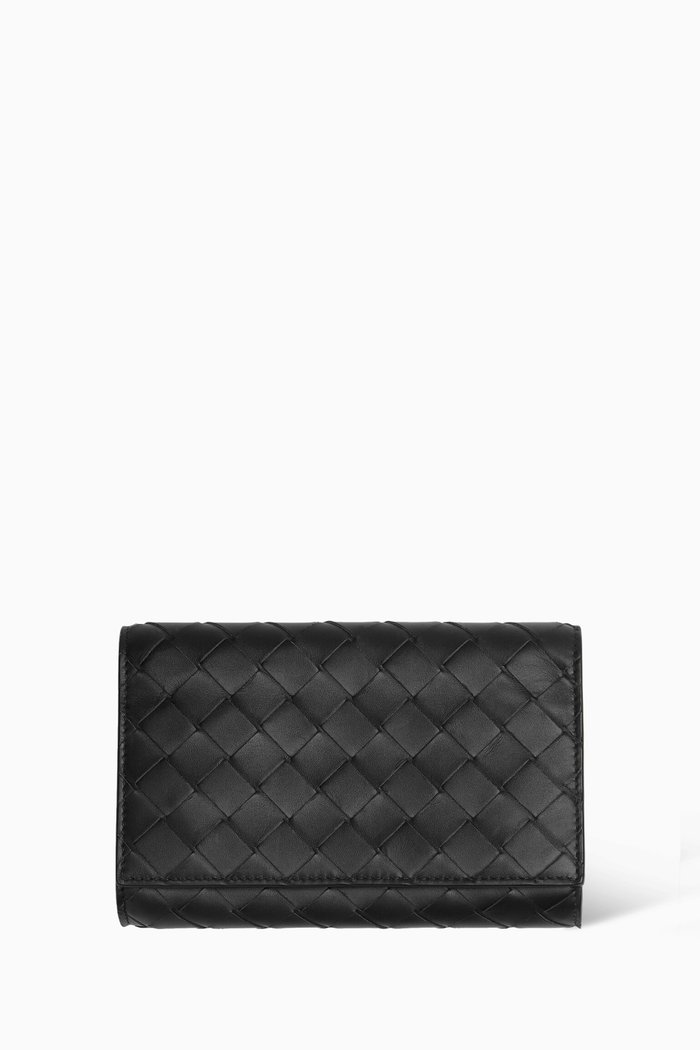 

Sunglasses Case in Intrecciato Leather, Black