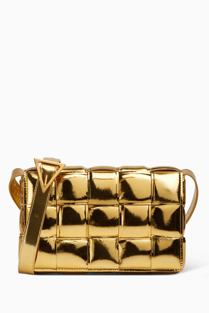 

Padded Cassette Bag in Mirror Nappa, Gold