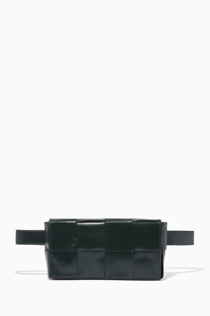 

Mini Cassette Belt Bag in Intrecciato Calfskin, Green