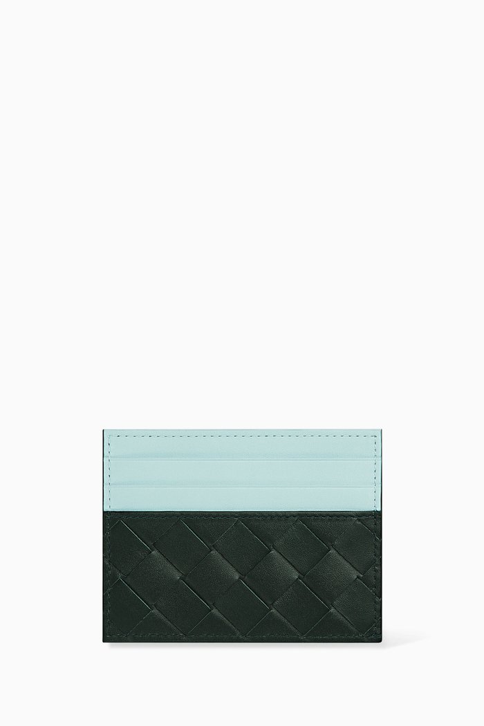 

Card Case in Intrecciato Calfskin, Green
