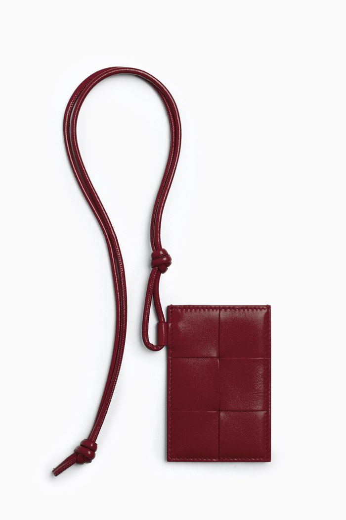 

Lanyard Card Case in Intrecciato Nappa Leather, Burgundy