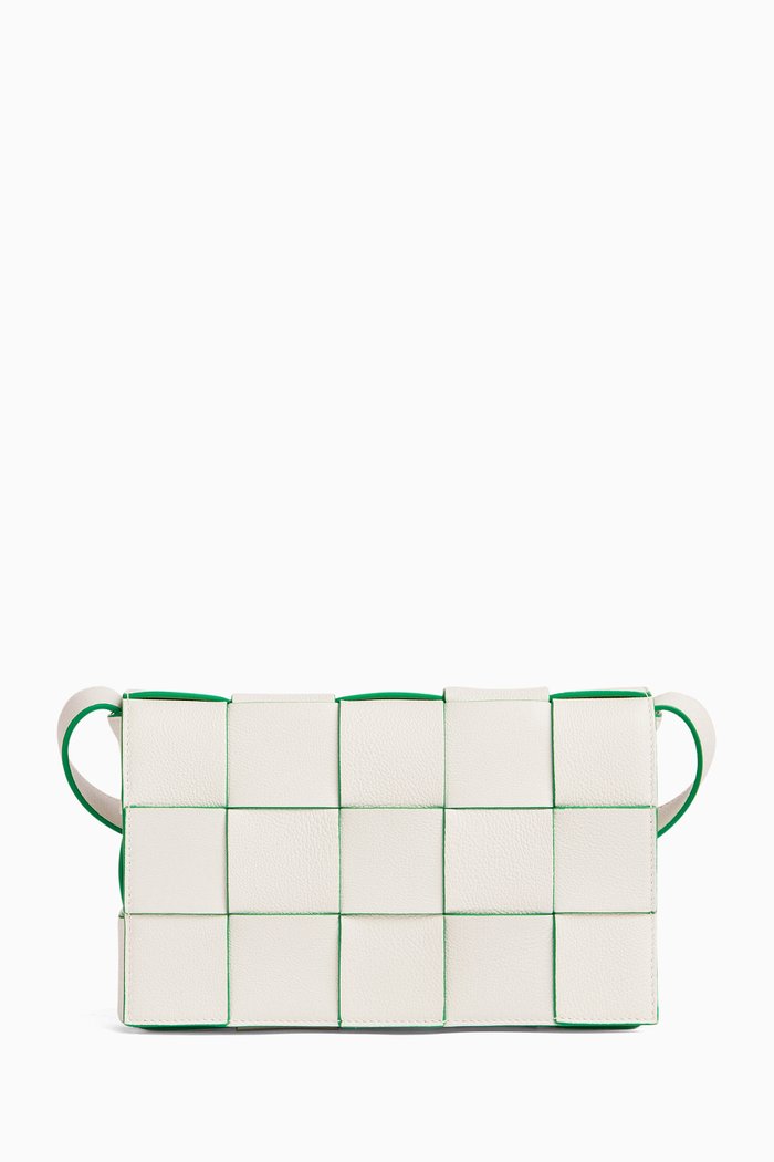 

Cassette Crossbody Bag in Intrecciato Leather, White