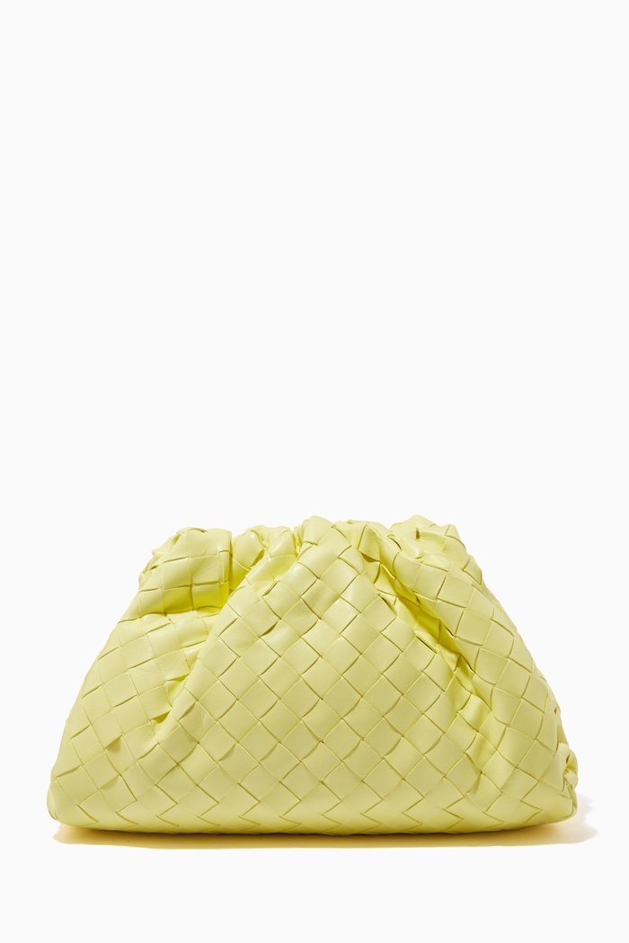 Teen Pouch in Intrecciato Leather, Yellow