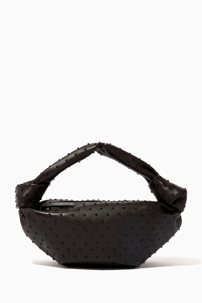 

Mini Double Knot Embellished Top-handle Bag in Leather, Brown