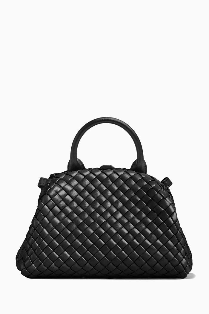 

Mini Handle Crossbody Bag in Intrecciato Nappa, Black