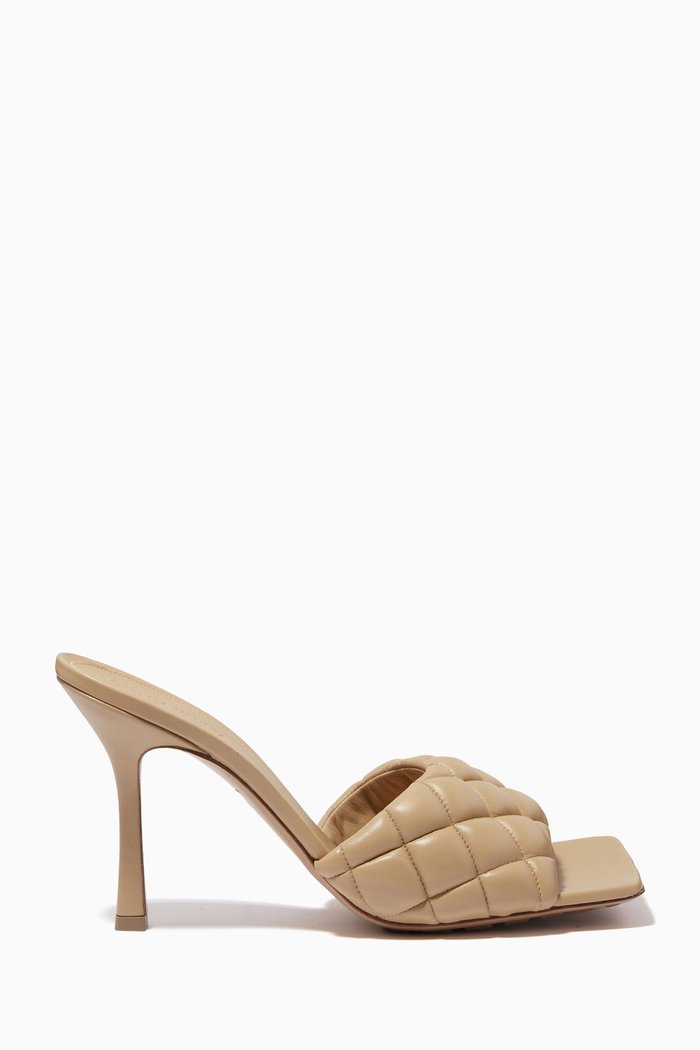 

Padded Leather Mule Sandals, Neutral