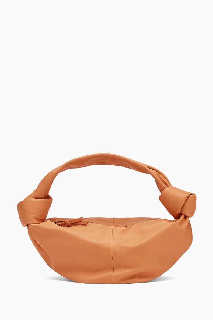 

Double Knot Mini Shoulder Bag in Leather, Brown