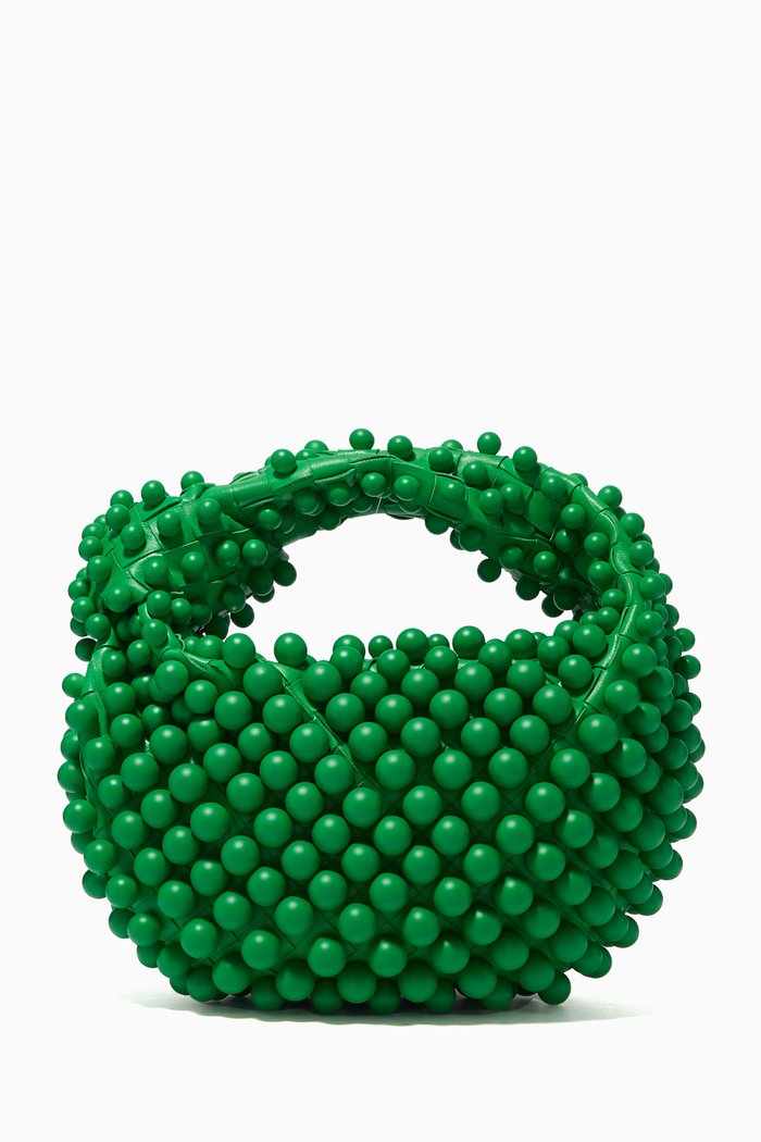 

Mini Jodie Bag in Studded Intrecciato Leather, Green