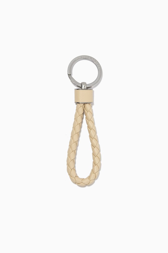 

Key Ring in Intreccio Leather, Neutral