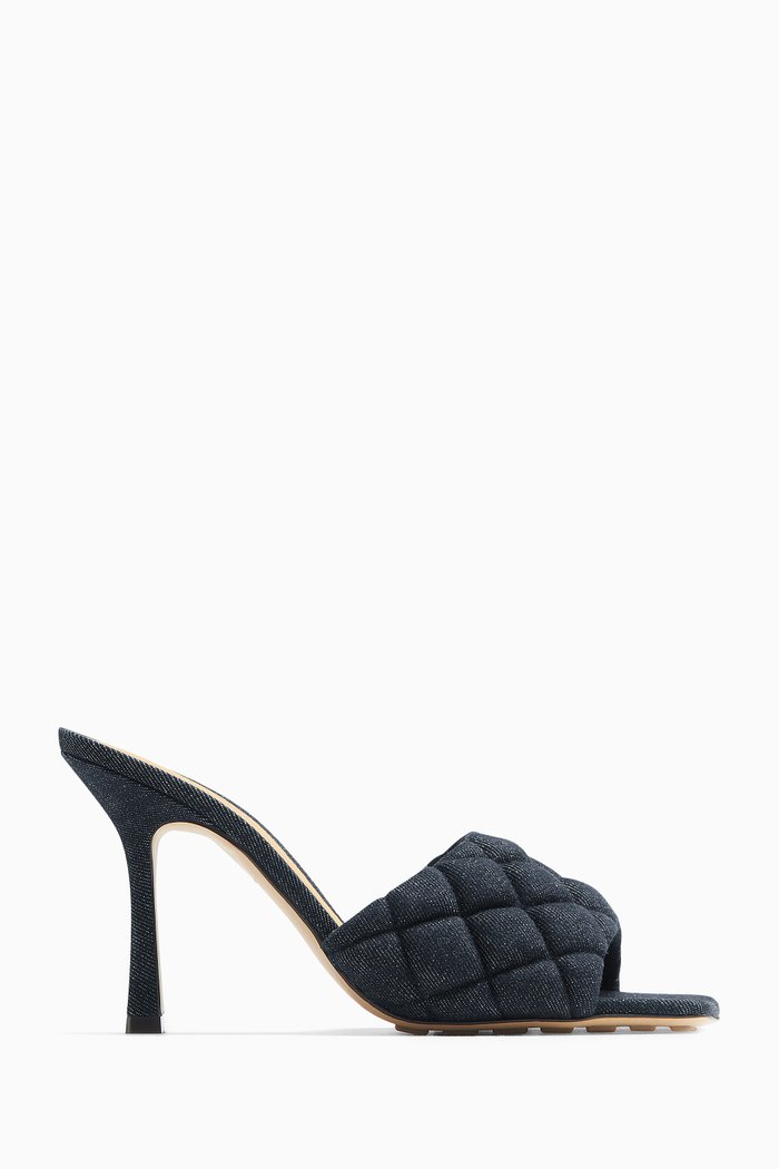 

Padded 90 Mules in Quilted Denim, Blue