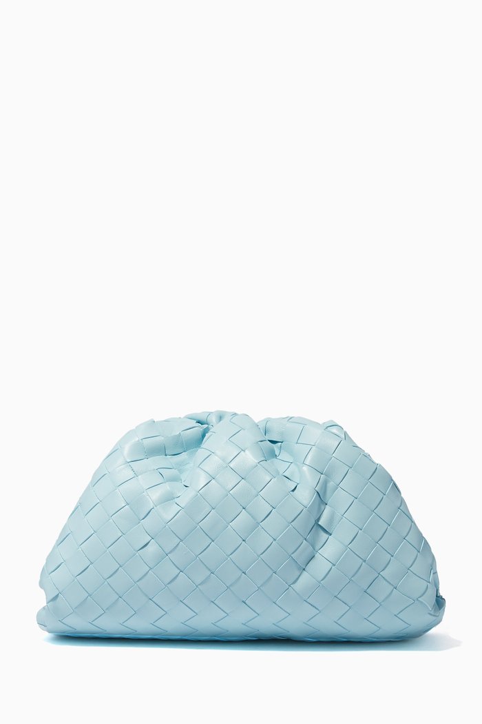 

Teen Pouch in Intrecciato Leather, Blue