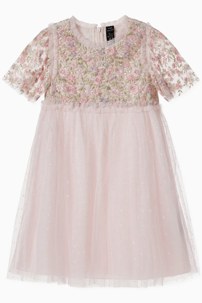 

Rose Dream Embroidered Bodice Dress in Tulle, Pink