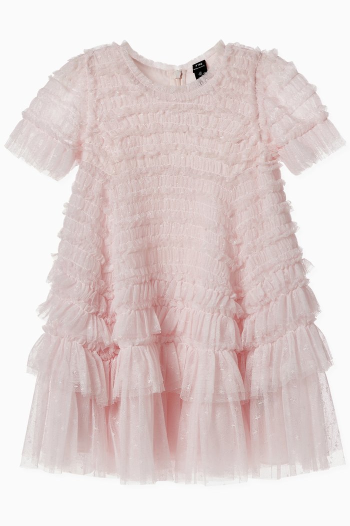 Valentine Ruffle Dress in Tulle, Pink
