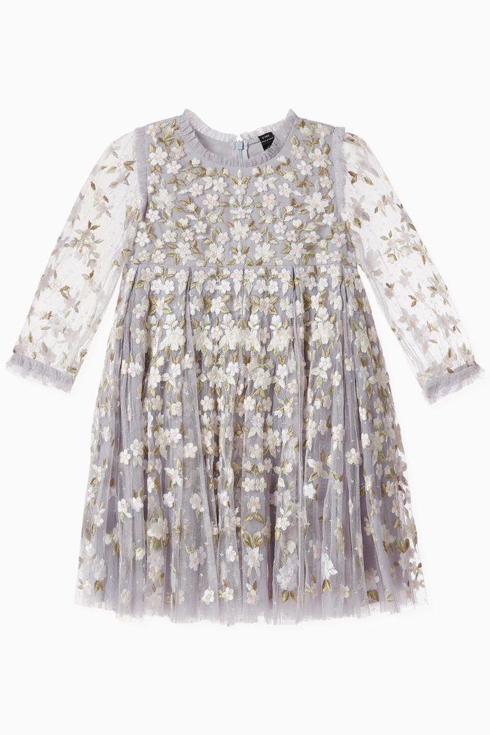 

Camellia Ditsy Long Sleeve Dress in Tulle, Blue