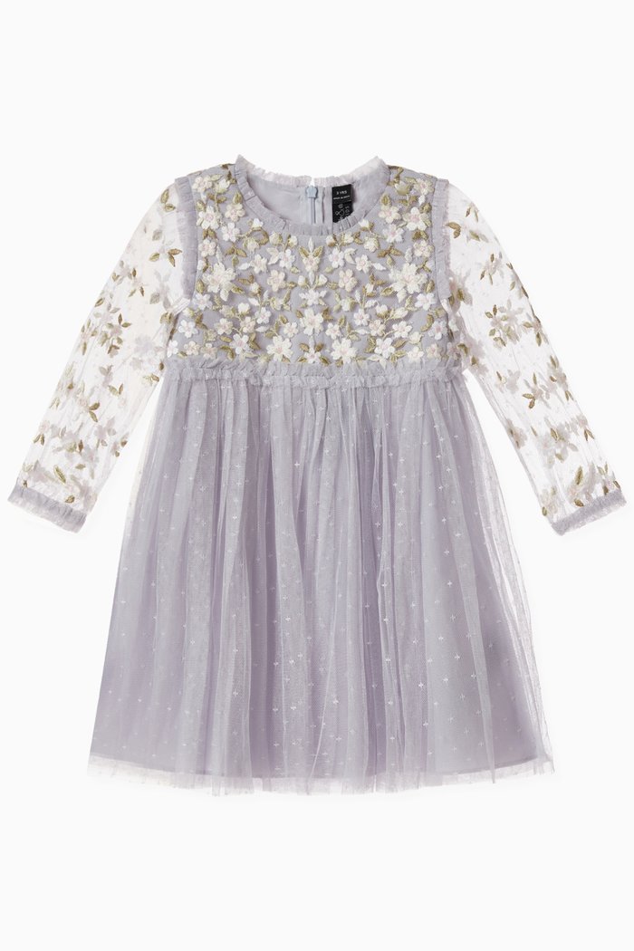 

Camellia Embellished Bodice Dress in Tulle, Blue