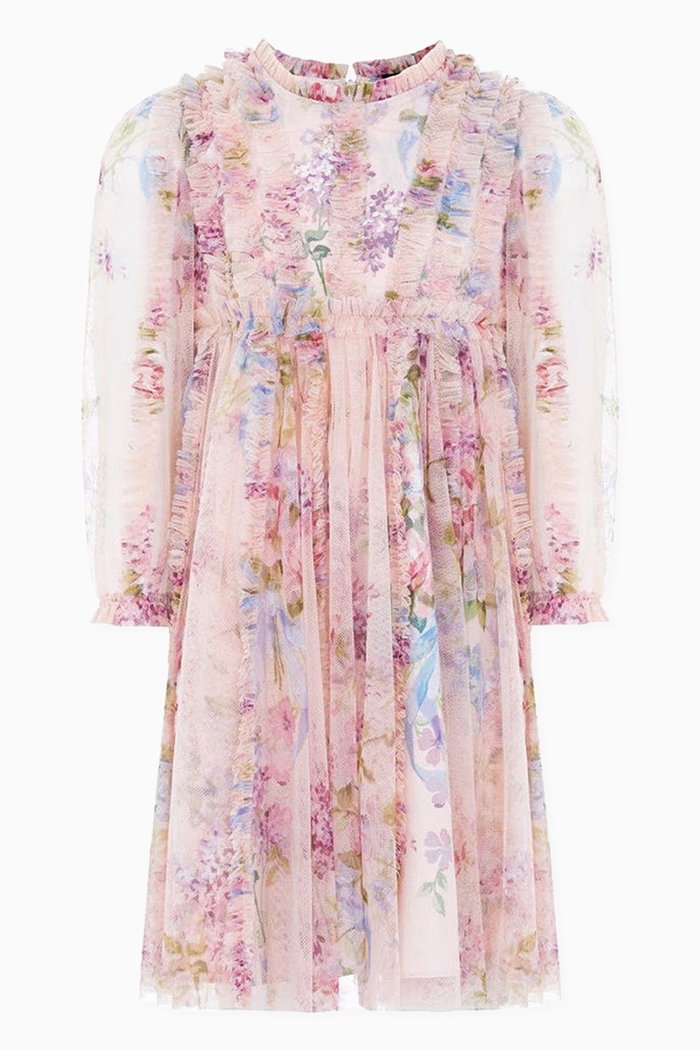 

Floral Wonder Garland Dress in Tulle, Pink