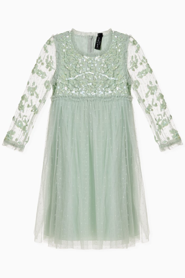 

Lilybelle Lace Sequin Dress in Tulle, Green